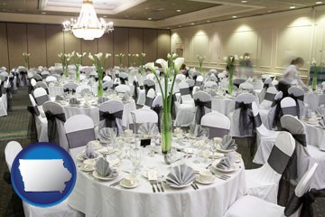 a wedding banquet catering hall - with Iowa icon