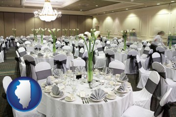 a wedding banquet catering hall - with Illinois icon
