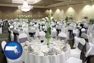 a wedding banquet catering hall - with Massachusetts icon