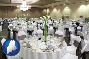 a wedding banquet catering hall - with Maine icon