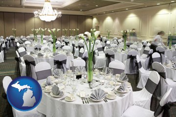 a wedding banquet catering hall - with Michigan icon