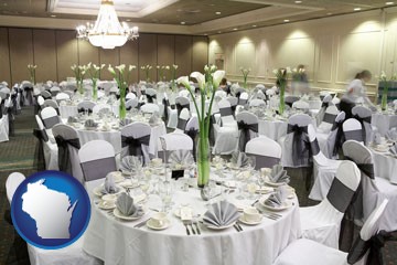 a wedding banquet catering hall - with Wisconsin icon
