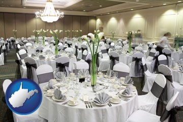 a wedding banquet catering hall - with West Virginia icon